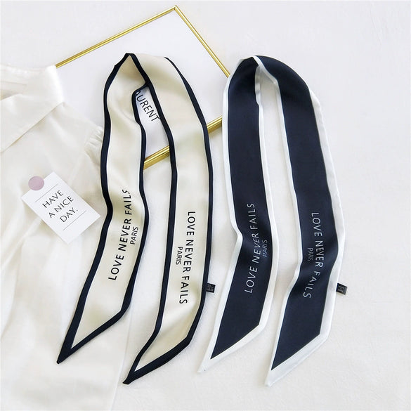 Women's Long Decorative Silk Scarf Ribbon Tie For Bag Handle Wrapping Shirt Matching And Neck Tie Accent