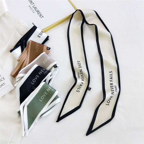 Women's Long Decorative Silk Scarf Ribbon Tie For Bag Handle Wrapping Shirt Matching And Neck Tie Accent