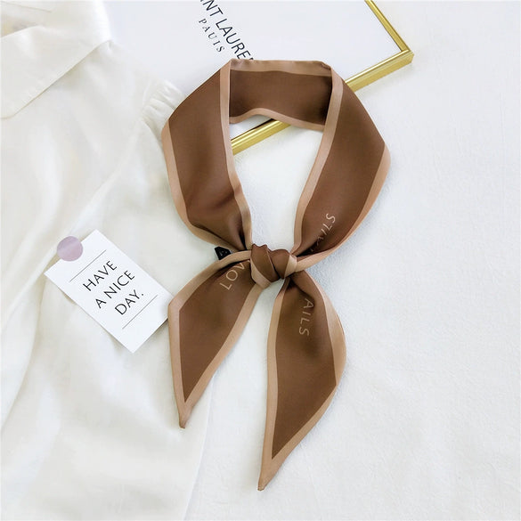Women's Long Decorative Silk Scarf Ribbon Tie For Bag Handle Wrapping Shirt Matching And Neck Tie Accent
