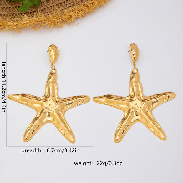 Women's Long Floral Drop Earrings In Goldtone Hammered Iron Alloy With Plated Finish And Stainless Steel Posts Bold Natureinspired Statement Jewelry