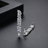 Women's Long Flower Zircon Drop Earrings Copper Floral Statement Jewelry With Elegant Personality Style For Wholesale