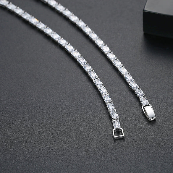 Women's Long Geometric Copper Necklace With Zircon Inlay Electroplated Fashion Jewelry Wholesale