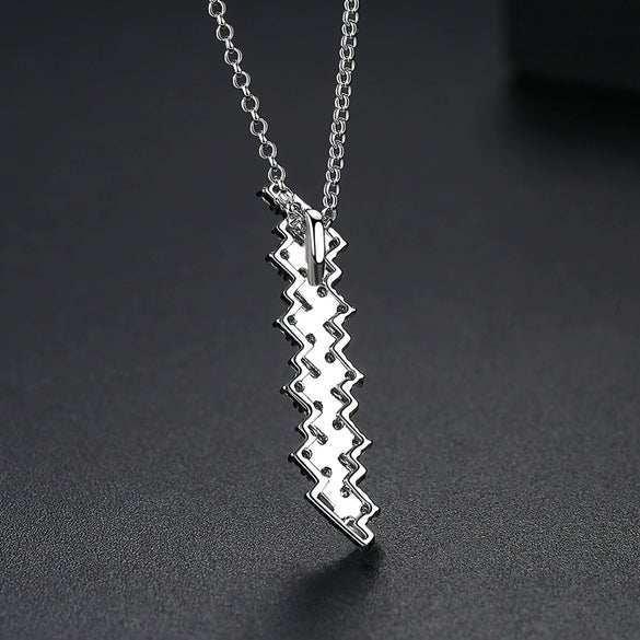 Women's Long Geometric Pendant Necklace With Copper And Zircon Electroplated Fashion Jewelry