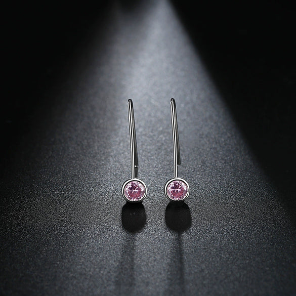 Women's Long Geometric Zircon Fishhook Earrings In Electroplated Copper Fashion Statement Ear Jewelry Wholesale