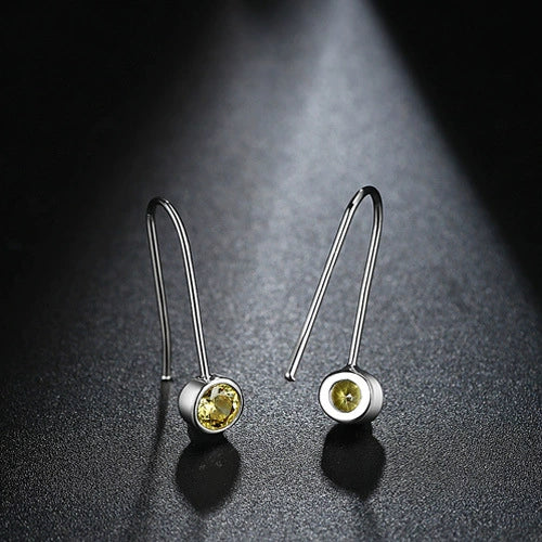 Women's Long Geometric Zircon Fishhook Earrings In Electroplated Copper Fashion Statement Ear Jewelry Wholesale