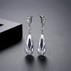 Women's Long Geometric Zircon Wedding Earrings Electroplated Copper Microinlay Dangle Earrings For Bridal Wear