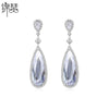 Women's Long Geometric Zircon Wedding Earrings Electroplated Copper Microinlay Dangle Earrings For Bridal Wear
