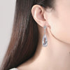 Women's Long Geometric Zircon Wedding Earrings Electroplated Copper Microinlay Dangle Earrings For Bridal Wear
