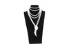 Women's Long Pearl Necklace With Geometric Design Polished Finish And Ball Chain Fashion Jewelry