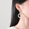 Women's Long Round Copper Zircon Drop Earrings With Electroplated Retro Statement Design
