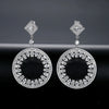 Women's Long Round Copper Zircon Drop Earrings With Electroplated Retro Statement Design