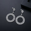 Women's Long Round Copper Zircon Drop Earrings With Electroplated Retro Statement Design