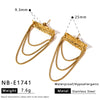 Women's Long Stainless Steel Earrings With Conch Shell Starfish Geometric Design And 18K Gold Vacuum Plated Finish