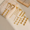 Women's Long Stainless Steel Earrings With Conch Shell Starfish Geometric Design And 18K Gold Vacuum Plated Finish