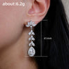 Women's Long Tassel Zircon Earrings Copper Water Drop Geometric Pearshaped