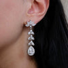 Women's Long Tassel Zircon Earrings Copper Water Drop Geometric Pearshaped