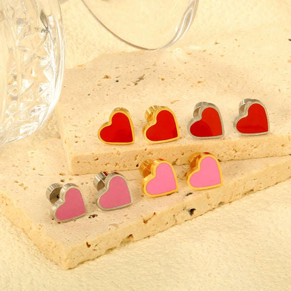Women's Love Heart Shape 316L Stainless Steel Earrings With Electroplating And Classic Niche Design Sense