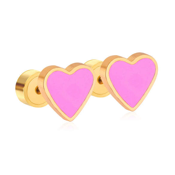 Women's Love Heart Shape 316L Stainless Steel Earrings With Electroplating And Classic Niche Design Sense