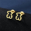 Women's Love Hollow Smooth Pendant Necklace Earrings Clavicle Chain Jewelry Small Set In Gold Stainless Steel With Heart Water Drop Bell Patterns And Polish Processing