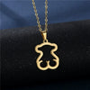 Women's Love Hollow Smooth Pendant Necklace Earrings Clavicle Chain Jewelry Small Set In Gold Stainless Steel With Heart Water Drop Bell Patterns And Polish Processing