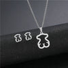 Women's Love Hollow Smooth Pendant Necklace Earrings Clavicle Chain Jewelry Small Set In Gold Stainless Steel With Heart Water Drop Bell Patterns And Polish Processing
