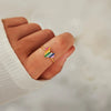 Women's Love Ring S925 Sterling Silver Rainbow Color Zircon Geometric Electroplated