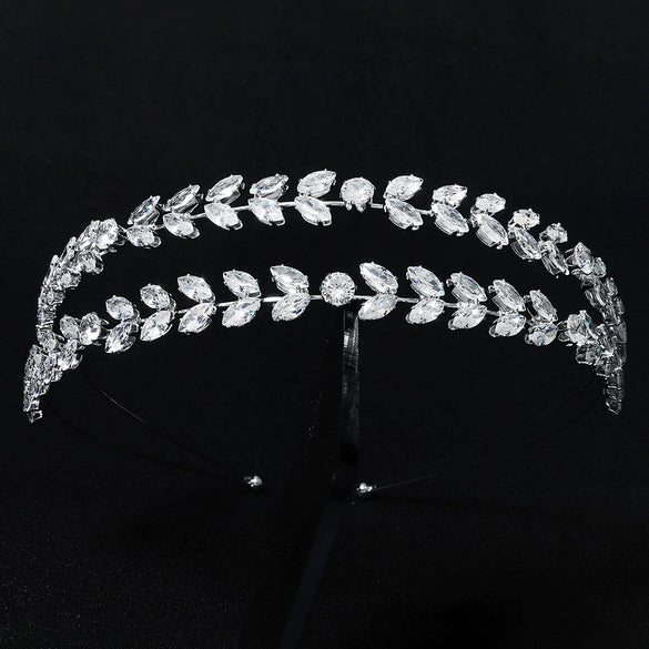 Women's Lovely Zircon Flower Headband With Fairy Inspired Geometric Plaid Inlay Details