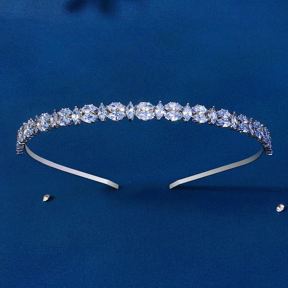 Women's Lovely Zircon Flower Headband With Fairy Inspired Geometric Plaid Inlay Details