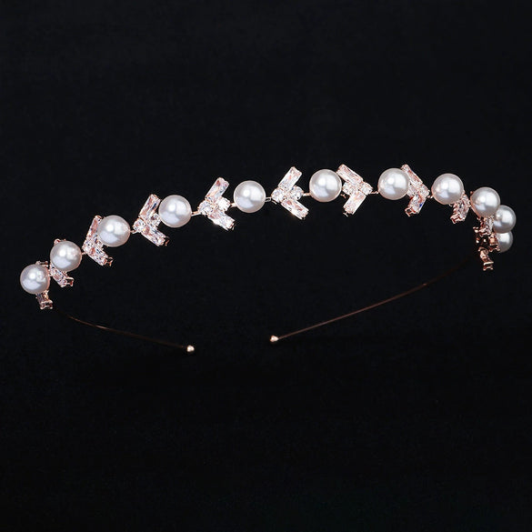 Women's Lovely Zircon Flower Headband With Fairy Inspired Geometric Plaid Inlay Details