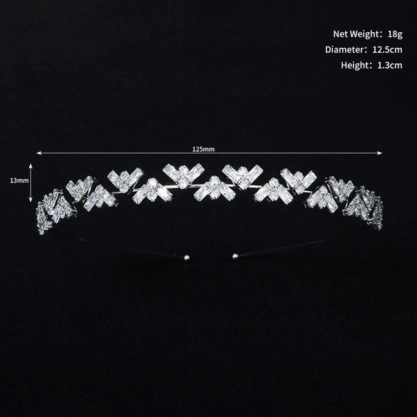 Women's Lovely Zircon Flower Headband With Fairy Inspired Geometric Plaid Inlay Details