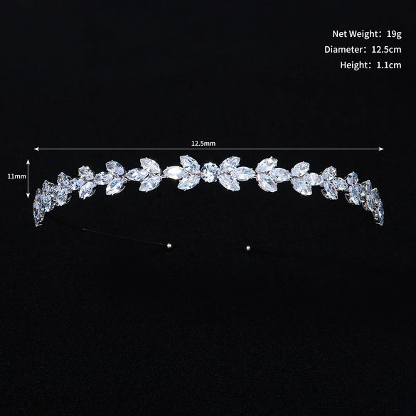 Women's Lovely Zircon Flower Headband With Fairy Inspired Geometric Plaid Inlay Details
