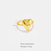 Women's Loving Heart Opening Adjustable Copper Ring With Electroplating In Geometric Design