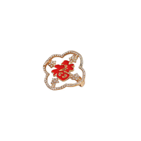 Women's Luxury Alloy Rhinestone Brooch With Fu Character And Electroplating Design