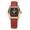 Women's Luxury Barrelshaped Quartz Watch Alloy Case Genuine Leather Strap Stainless Steel Buckle Mineral Reinforced Glass Mirror