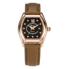 Women's Luxury Barrelshaped Quartz Watch Alloy Case Genuine Leather Strap Stainless Steel Buckle Mineral Reinforced Glass Mirror