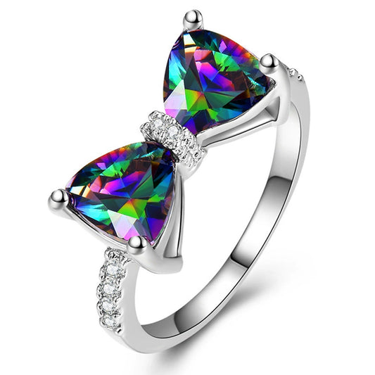 Women's Luxury Bow Zircon Copper Ring Sweet Cool Style