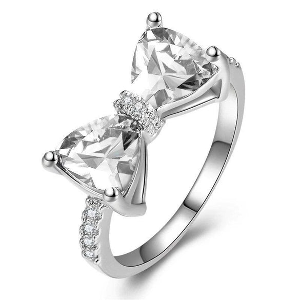 Women's Luxury Bow Zircon Copper Ring Sweet Cool Style