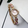 Women's Luxury Chalcedony Bracelet Watch With Diamond Embedded Alloy Case Stainless Steel Strap Round Dial Quartz Watch