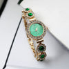 Women's Luxury Chalcedony Bracelet Watch With Diamond Embedded Alloy Case Stainless Steel Strap Round Dial Quartz Watch