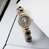 Women's Luxury Chalcedony Bracelet Watch With Diamond Embedded Alloy Case Stainless Steel Strap Round Dial Quartz Watch