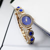 Women's Luxury Chalcedony Bracelet Watch With Diamond Embedded Alloy Case Stainless Steel Strap Round Dial Quartz Watch