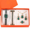 Women's Luxury Compact Diamond Shaped Quartz Watch Set With Stainless Steel Strap And Alloy Case