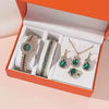 Women's Luxury Compact Diamond Shaped Quartz Watch Set With Stainless Steel Strap And Alloy Case