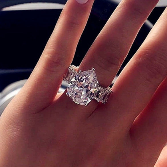 Women's Luxury Copper Zircon Water Drop Ring Jewelry