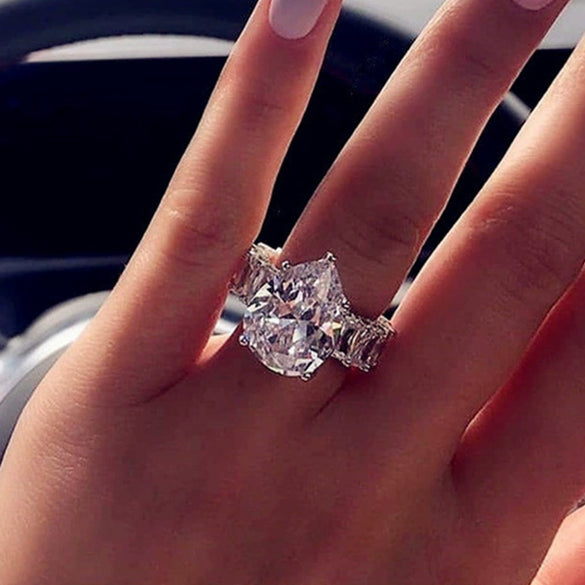 Women's Luxury Copper Zircon Water Drop Ring Jewelry
