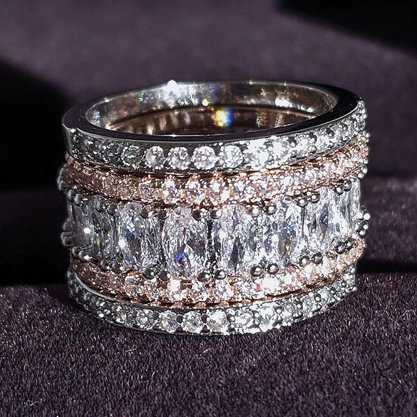 Women's Luxury Fashion Copper Geometric Electroplated Ring