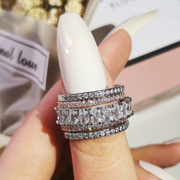 Women's Luxury Fashion Copper Geometric Electroplated Ring