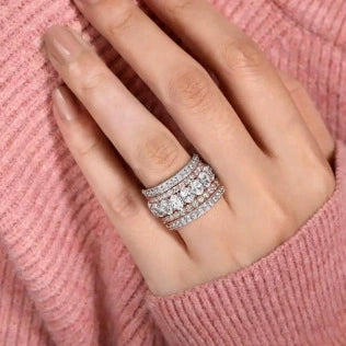 Women's Luxury Fashion Copper Geometric Electroplated Ring