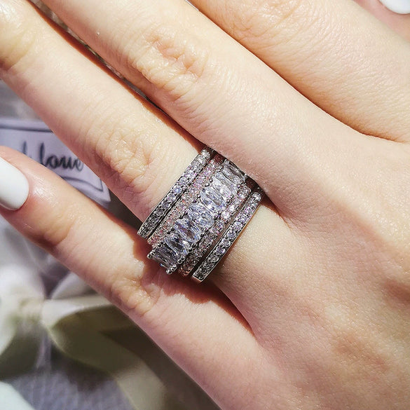 Women's Luxury Fashion Copper Geometric Electroplated Ring