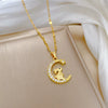 Women's Luxury Fashion Geometric Style Titanium Steel Necklace With Electroplating And Moon Rabbit Design